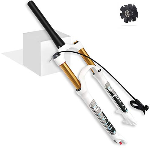 AttLvTu Mountainbike MTB Luft Vorderrad Gabel 26 27.5 29 Zoll Suspension Scheibenbremse 140mm Federweg Fahrradgabel 1-1/8 Leichtmetall mit Einstellbarer Dämpfung