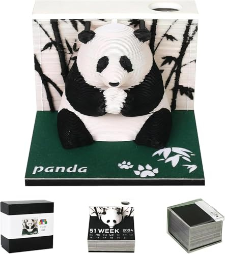 3D Kalender Abriss 2024, 3D Kalender Panda Memo Pad Papier, DIY Kreative 3D Haftnotizen, Geschenk Für Büro Dekor, Panda, L