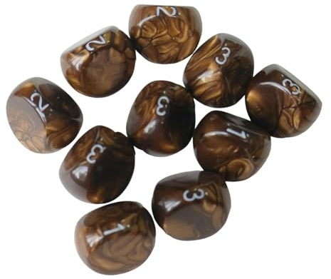 10 Teiliges Würfelset, 3 Seitige Würfel für Spiele, Partyzubehör, Unterhaltungsspielzeug, Rollenspiele, Acryl 3, Gold