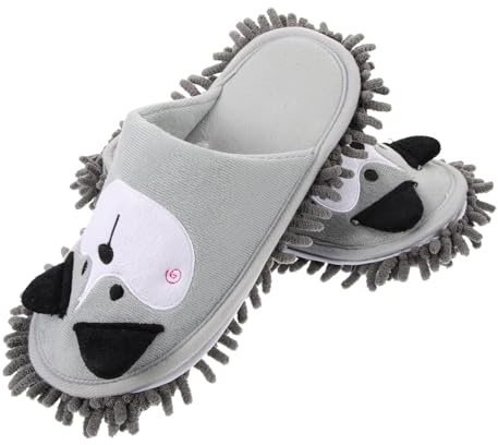 Healeved Cleaning Slippers Mop Slippers Cute Dog Design Floor Cleaning Supplies Detachable Washable Mop for Women Home Use