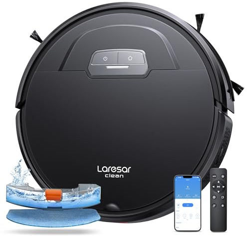 Laresar Clean Aspirateur Robot Evol 3, Robot Aspirateur Laveur 3 en 1,Robot Aspirateur 10000Pa d'Aspiration,180min d'Autonomie, avec contrôle par Application, idéal pour Les Poils d'animaux, Les