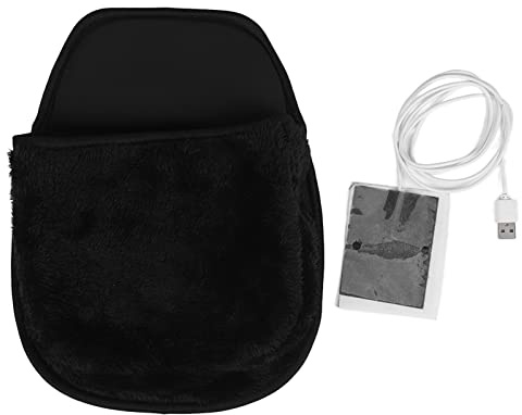USB-beheiztes Computer-Mauspad, Handwärmer, geräumiges handwärmendes Mauspad, Schreibtischzubehör für Männer und Frauen, Plüschmaterial, 29 x 22 cm (Schwarz)
