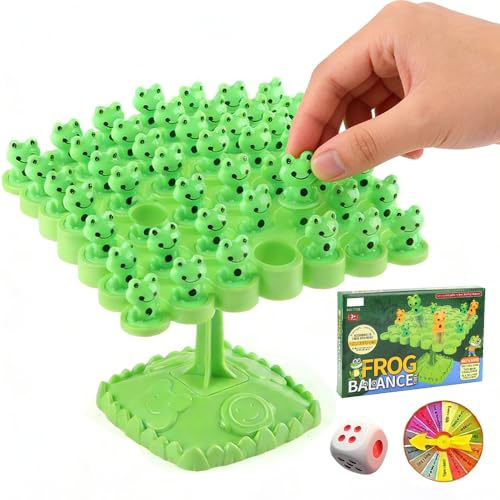 KUWUNG Balance Game Frog 48 PCS, Balance Board Game with Dice, Maths Games, Multiplayer Desktop Stacking Interactive Game for Adults Kids Family Gathering Educational Desktop Toys