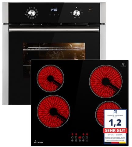 KKT KOLBE Herdset SET8810CH5900RL, Backofen und Kochfeld | 60 cm Backofen BO8810SS, 59 cm Kochfeld CH5900RL, Grill, Heißluft, Teleskopauszüge, Automatik-Timer, Wärmeschutzverglasung