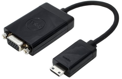 DELL 470-13566 adaptador de cable - Adaptador para cable (Mini-HDMI M, VGA FM, Macho/hembra, Negro, DELL Latitude 10)