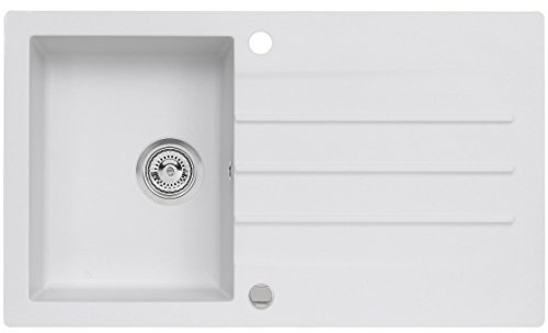 AXIS KITCHEN Mojito 100 Küchenspüle 86x50 Farbe Weiss Material Axigranit 50er Unterschrank Spülbecken Siphon, Exzenterbedienung, Ausschnittschablone