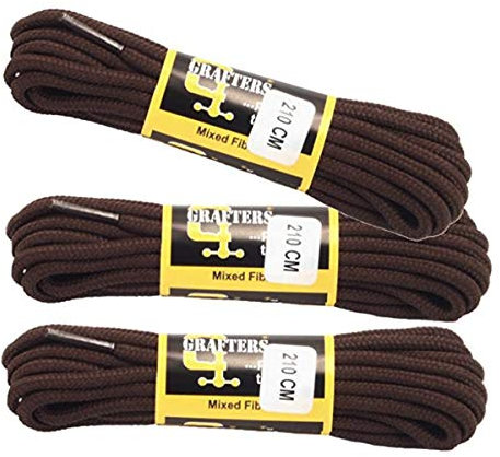 Extra long Brown Boot Laces Pack of Three Pair Extra Strong Braided 210cm 82 Long
