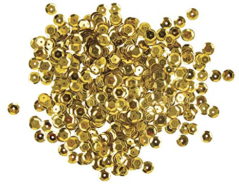 Rayher 3927058 Pailletten, gewölbt, 6mm ø, SB-Box 4000Stück, gelbgold