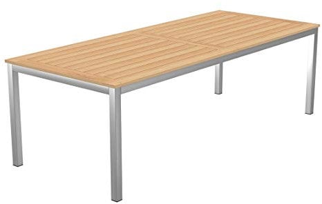 OUTLIV. Ausziehtisch Oviedo, Wetterfester Gartentisch aus Teak und Edelstahl, Robustes Design, Platz für 12 Personen, für Terrasse & Balkon, 240/300x90cm