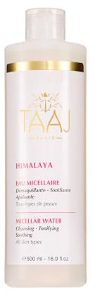 TAAJ | Eau Micellaire - HIMALAYA | Nettoie, Tonifie & Apaise les Peaux Sensibles I Démaquille & Élimine les Impuretés | Peaux sensibles | Vegan & Cruelty Free | 500 ml