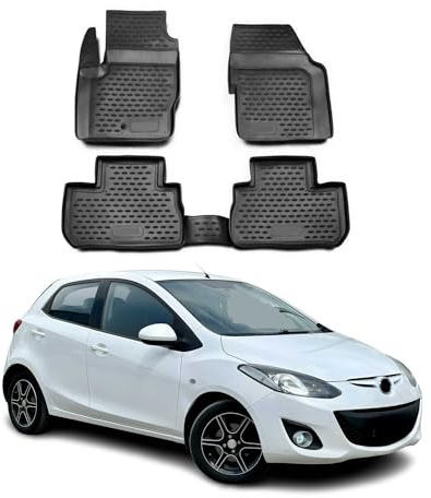 OMAC Fußmatten für Mazda 2007-2015 TPE 4tlg Schwarz | Gummimatten, Automatten, Allwetter, fahrzeugspezifisches Produkt, Antirutsch, 3D-Passform, wasserdicht