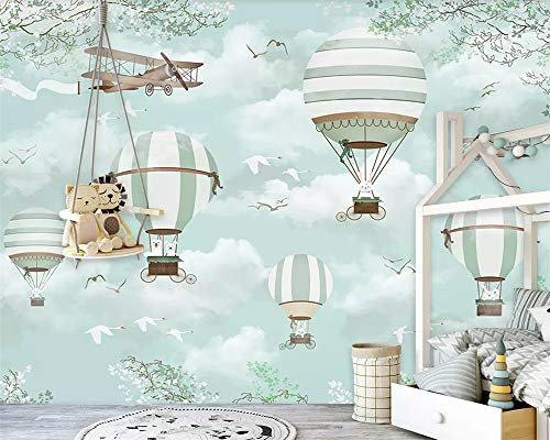 Grand papier peint personnalisé avion de montgolfière Air chaud dessin animé mural ciel bleu papier peint peint à la main enfants 3d papier peint, 400cmX280cm
