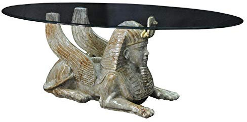 Antikes Wohndesign Ägyptischer Couchtisch Sphinx Marmor-Optik 120cmx60cm Höhe: 50cm