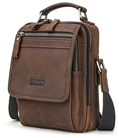 Contacts Echtes Leder Herren Laptop Mini Tab Messenger Crossbody Tasche Handtasche Kaffee