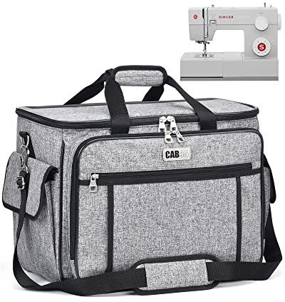CAB55 Nähmaschinenkoffer, Nähmaschinen-Tragetasche mit abnehmbarem Polsterpolster, Tragetasche für Nähmaschine und extra Nähzubehör, Grau, 17 x 10.25 x 13.25 inches, Kompatibel, einzigartig