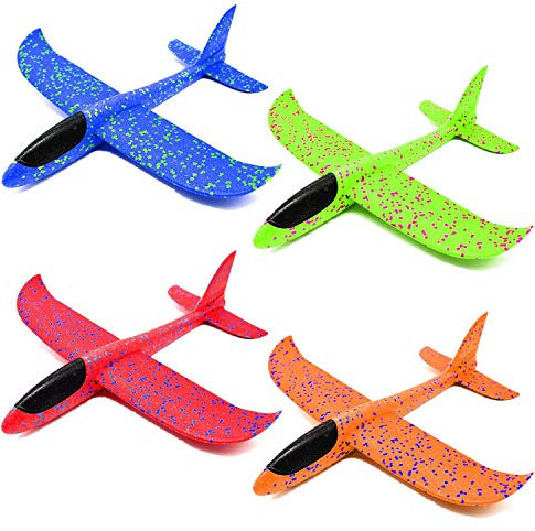 Queta Segelflugzeug Kinder Styroporflieger Flugzeuge Styropor, Manuelles Werfen Flugzeug Spielzeug für Kinder Jungen Mädchen Outdoor-Spielzeug 4 Packs (Typ1)