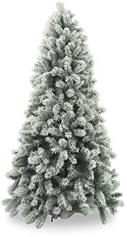Stilè Künstlicher Weihnachtsbaum, Höhe 230 cm, Durchmesser 140 cm, grün verschneit, Nadeln grob, Folie von höchster Qualität, realistischer Effekt, Zweige mit Haken, 1140 Tips aus PE+PVC,