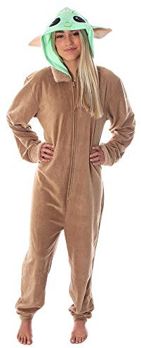 Star Wars Erwachsene Unisex Baby Yoda das Kind Kostüm Einteiler Union Anzug Pyjama Onesie für Männer und Frauen, Das Kind, S-M