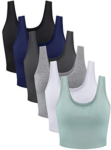 Geyoga 6 Stück Damen Crop Tank Tops Ärmelloses Sport Crop Top (Entzückender Stil, M)