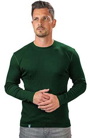 ALPIN LOACKER 100 Merino Langarmshirt Herren 230g/m2 I Feinste Merinowolle Unterwäsche I Langarm Wandershirt I Thermooberteil für Outdoor und Sport, Grün L