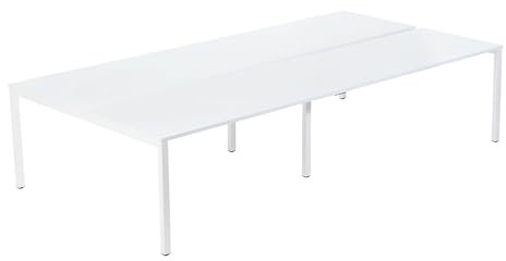 kaiserkraft | 4er-Teamschreibtisch | Breite 1400/2800 mm | Tiefe 600/1260 mm | weiß