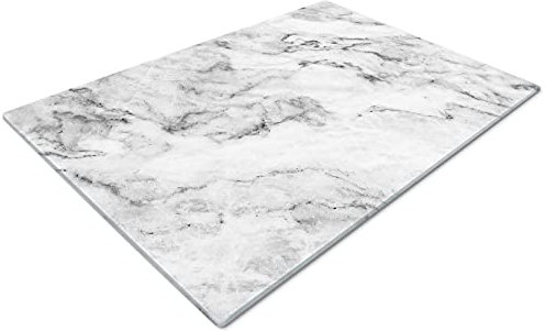 White Marble Funky Glass Worktop Savers | Heat Resistant Large Chopping Board