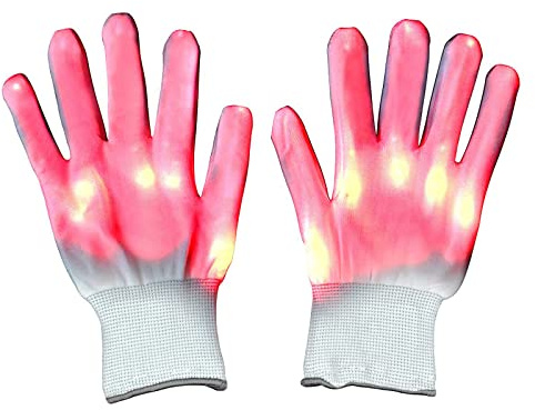 Lychee LED Leucht Handschuhe für Erwachsene,6 Blinkmodie,Skeleton Leuchtende Handschuhe Party/Tanzen/Weihnacht/Halloween/Clubs
