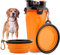 Edipets, Bebedero Comedero Perro Portátil, Botella Agua Perro, Agua y Comida para Mascotas, 2 en 1, 2 Cuencos Tazón de Viaje Plegable Incluidos (Naranja)