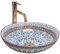 Rea Vasque à Poser Arte Blue, Ovale, Pour Salle De Bain, Lavabo Ou Lave-Main Pour WC, En Céramique, Colorée, Motif Oriental, 400 x 400 x 115 mm
