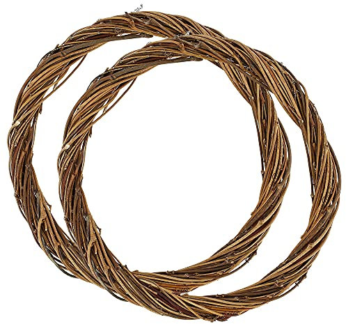 2 Pack Natural Grapevine Wreath, Natural Rattan Door Wreath, Retro Christmas Wreath DIY Craft Christmas Door Decoration Wreath(30CM*2)