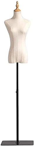 Weibliche Schneiderpuppen Dummy Schneiderinnen Attrappen Körper Torso Professionelle Weibliche Schaufensterpuppe Weiße Schneiderpuppe Leinen Stoff Abnehmbar Mit Metallständer Für Kleidungsdi