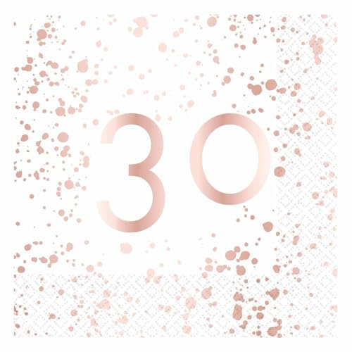Amscan 9913901 - Rose Gold 30th Birthday Party Luncheon Napkins - 16 Pack