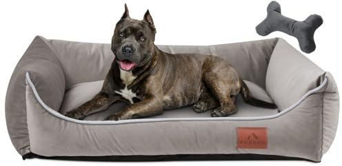 FUUFEE Hundebett L | Hundesofa für Große Hunde 100 x 80 cm | Waschbar Hundebett | Abnehmbarer Bezug Mit Reissverschluss | Haselnuss