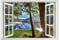Lichi Realistic 3D Lakeside Wall Sticker, Peel & Stick Window Art Decal, Lake Forest View Nature Landscape, Self Adhesive Decoration, Mural for Bedroom Bathroom Living Room, Removable Wallpaper Decor