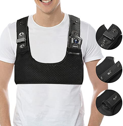 BOBLOV Körperkamera-Brusthalterung, doppelte Schulterweste für alle Körperkameras, kompakter Klettverschluss mit verstellbarer Größe, unterstützt max. 1.2 m und min. 1.1 m Brustumfang