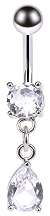 Stfery Belly Piercing Rings, Bauchpiercing Silber Edelstahl Zirkonia Silberner Tropfen Tropfen Geschenk für Damen