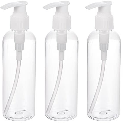 PATIKIL 200mL Airless Pump Bottles 3 Pack Portable Refillable Dispenser Containers for Travel Shampoo Lotion, Clear