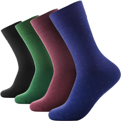 Klenton Chaussettes en Bambou Pour Homme, Chaussettes Classiques Respirantes, Chaussettes Bureau Costume en Fibre de Bamboo Homme Ultra Douces, Lot de 4 paires, Taille EU 44-47