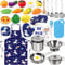 Tonsooze Juguetes de Cocina para niños Accesorios, 30 Piezas Juguetes de Chef para Niños, Set Utensilios de Cocina Culinario Mini Cocina de Juguete, Vegetales para Cortar, Delantal y Gorro De Cocinero