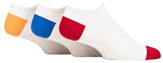 Pringle Mens Plain and Patterned Soft Cotton Secret Socks Pack of 3 Patterned and Plain Casual Trainer Socks (UK, Numeric, 7, 11, Regular, Regular, Heel & Toe White Yellow/Red/Blue)