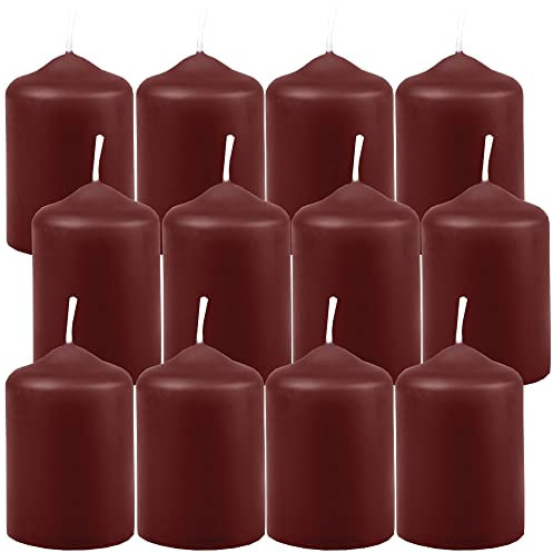 HS Candle Wachskerzen Stumpenkerzen Braun Ø4cm x 6cm (12 Stück) Teelicht Durchmesser, in vielen Farben - Hergestellt in EU - Kerzen Blockkerzen - Wachs