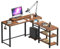 Homesbrand L Shaped Computer Desk with Storage Shelves, Large Desktop Corner Desk with Monitor Stand, PC Laptop Table for Home Office Workstation, 140x90x77.5cm