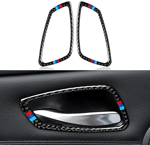 2PCS Auto Tür Schale Rahmen Aufkleber Kohlefaser Trim passt Kompatibel mit BMW 3er E90 E91 E92 E93 2005 2006 2007 2008 2009 2010 2011 2012 Innenraum Zubehör
