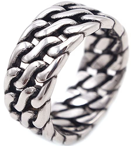 Aotiwe Ring Männer Rock, Herren Ring Zeigefinger Silber Vintage Kettenring Edelstahl Lustige Geschenke für Männer