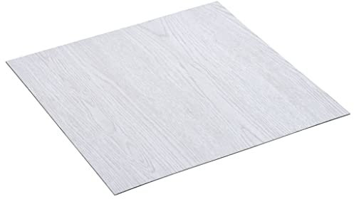XIAOGUANG Laminat Dielen Selbstklebend, Fliesenfolie, Laminatboden, Küchenrückwand Folie, Bodenbelag Selbstklebend, Wandverkleidung, Deckenpaneele, 5,11 m² PVC Weiß