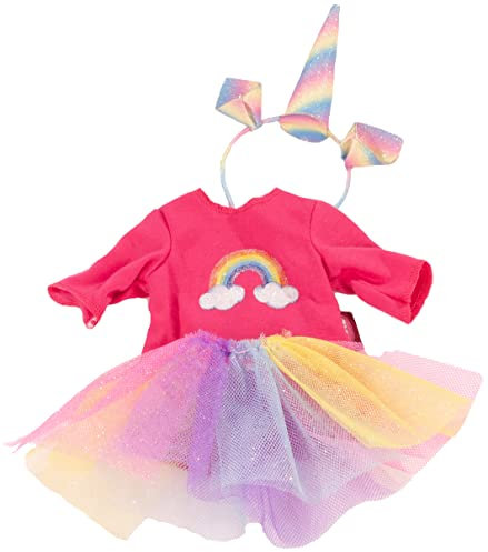 Götz 3403409 Kombination Rainbow Einhorn - Puppenbekleidung Gr. S/XM - 3-teiliges Bekleidungs- und Zubehörset für Babypuppen von 30-33 cm & Stehpuppen 36 cm