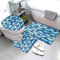 QALEYA Anker Streifen Badematten 3 Teilig Set Marine Nautisch rutschfest Saugfähiger Badezimmerteppich, U-förmiger Kontur Teppich, WC-Deckel Waschbar Duschvorleger Badaccessoires 40x60cm