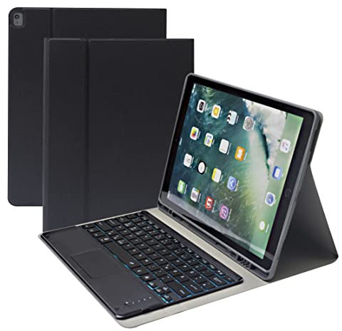 HLTOOP Keyboard Case for iPad Pro 12.9-Inch 2017/2015 (Old Model, 2Nd & 1St Generation), [7 Color Backlit] Magnetically Detachable Wireless Bluetooth Keyboard with Touchpad,Black
