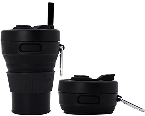 Irzaki Silicone Cups Collapsible Cups for Traveling Folding Travel Cups with Lid Reusable Portable Drinking Cup Coffee Cup for Outdoor Hiking 450ml