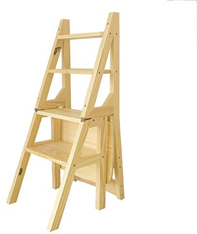 ZAANU Holzhocker, stabile Holzleiter, multifunktionale Holzleiter, Stuhl, verdickter Bibliotheks-Treppenstuhl, tragbare Lichtleiter, Garten-Werkzeugleiter, Loft-Küche